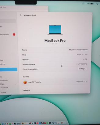 macbook pro 16" pollici , grigio  ,chip m2 pro max