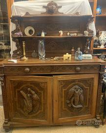 Credenza/piattaia antica in noce massello