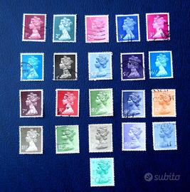 Gran bretagna lotto 21 francobolli usati