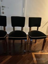 4 sedie anni 40 in radica di tuia