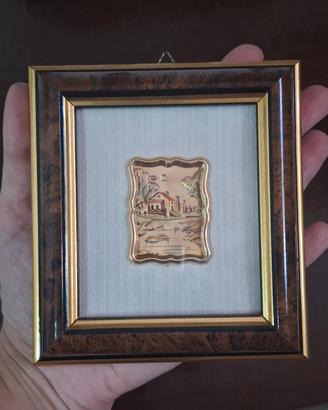 Quadretto artigianale vintage con argento 925 