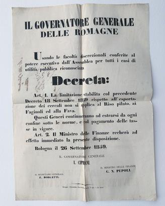 Manifesto Risorgimentale 26 Settembre 1859