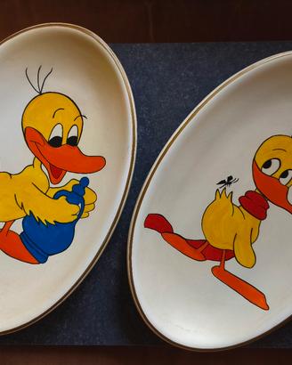  coppia piatti a muro paperotti vintage ceramica 