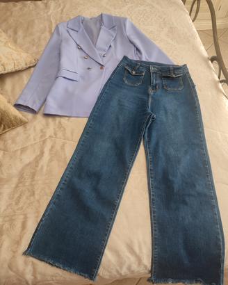 Set donna blazer giacca + jeans cropped S