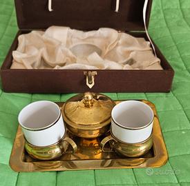 set tazzine da caffè in porcellana e ottone 