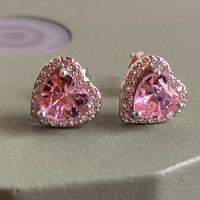 Orecchini in argento a cuore rosa