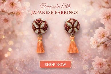 Orecchini Couture seta broccata giapponese 