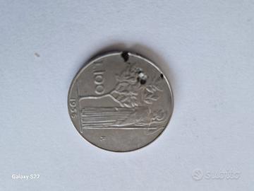 Moneta 100 lire 1956 con errore conio 