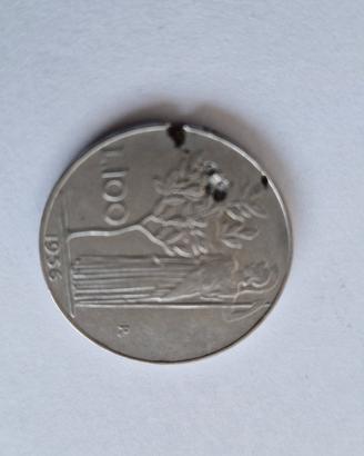 Moneta 100 lire 1956 con errore conio 