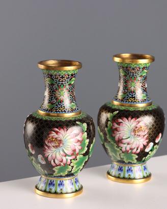 Coppia di Vasi Cloisonné - XX Secolo