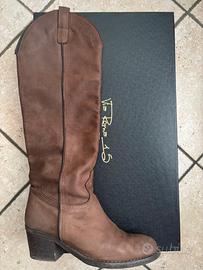 Texani marroni in pelle