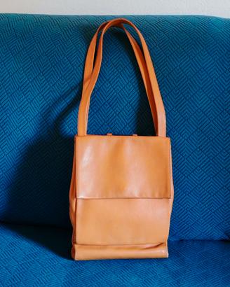 Borsa vintage Lamarthe in vera pelle arancione