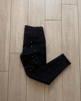 Jeans Nero Shein, Strappato, Slim Fit.