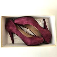 Scarpe décolleté donna bordeaux in pelle, tg 37,5