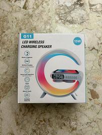 Lampada Led con ricarica wirless, sveglia, speaker
