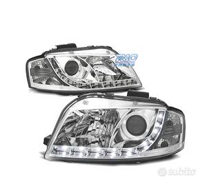 FARI AUDI A3 8P 03-08 LUCE DIURNA A LED FONDO CROM