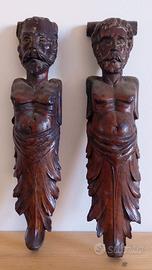 Coppia di Cariatidi in legno intagliato - 1800