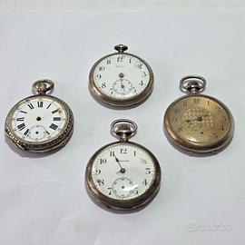 Lotto di 4 Orologi da Tasca in Argento da riparare