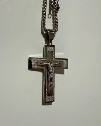 Collana Stile Veneziano 60cm Pendente Croce Gesù