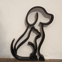 Scultura Decorativa Cane  e  Gatto