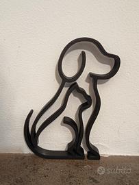 Scultura Decorativa Cane  e  Gatto
