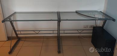 Scrivania ad angolo in vetro