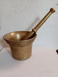 Mortaio da Pesto con Pestello in Ottone anni 50 
