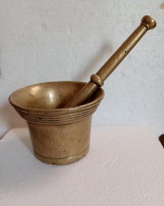 Mortaio da Pesto con Pestello in Ottone anni 50 