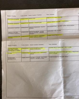 Libri scolastici prima superiore