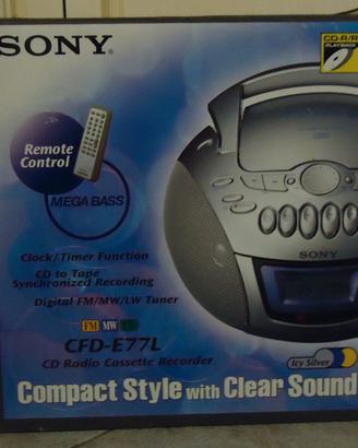 Lettore CD radiosveglia + cd + mangianastri  SONY