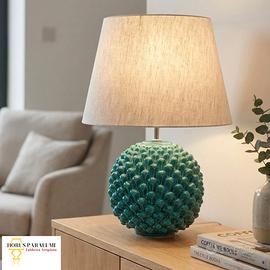 Lume Sfera Pigna Caltagirone con Paralume lino