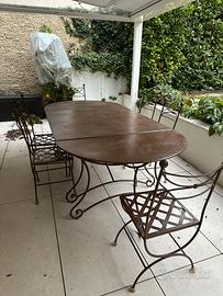 Tavolo in corten con 6 sedie