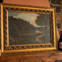 Antico dipinto ad olio fine 800