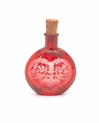 Boccetta Vetro Boemia Incamiciato Rosso 900