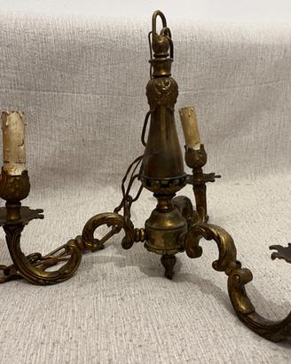 Lampadario in bronzo dorato, fine XIX secolo