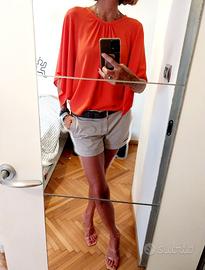 Blusa Zara rosso arancio con manica Kimono
