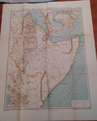 Cartina Geografica Africa Orientale Italiana AOI 