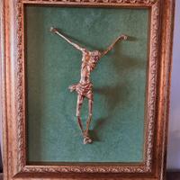 Crocefisso scultura in bronzo dorato 