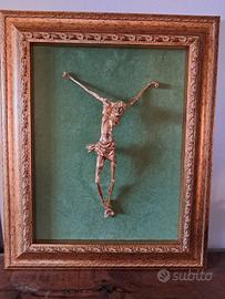 Crocefisso scultura in bronzo dorato 