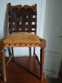 sedie anni 60  in cuoio e noce 