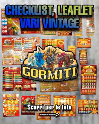 Lotto Vintage Checklist e Foglietti vari Gormiti