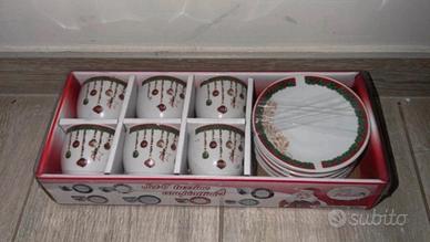 Set 6 tazzine con piattino natalizie