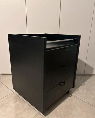 Cassettiera nera con rotelle