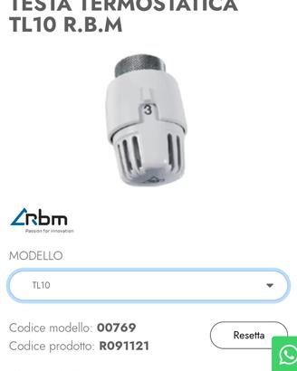 Testa termostatica RBM TL10