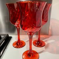 Set 6 calici in vetro rosso