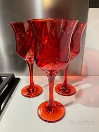 Set 6 calici in vetro rosso