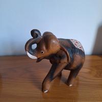Elefante Portafortuna in Legno Intagliato - 18cm