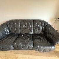 Divano 3 posti + 2 poltrone vera pelle nera