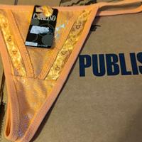 Tanga donna estivo, con pizzo, arancio