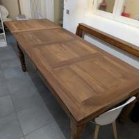 tavolo a tiro allungabile in noce massello 2 x 1